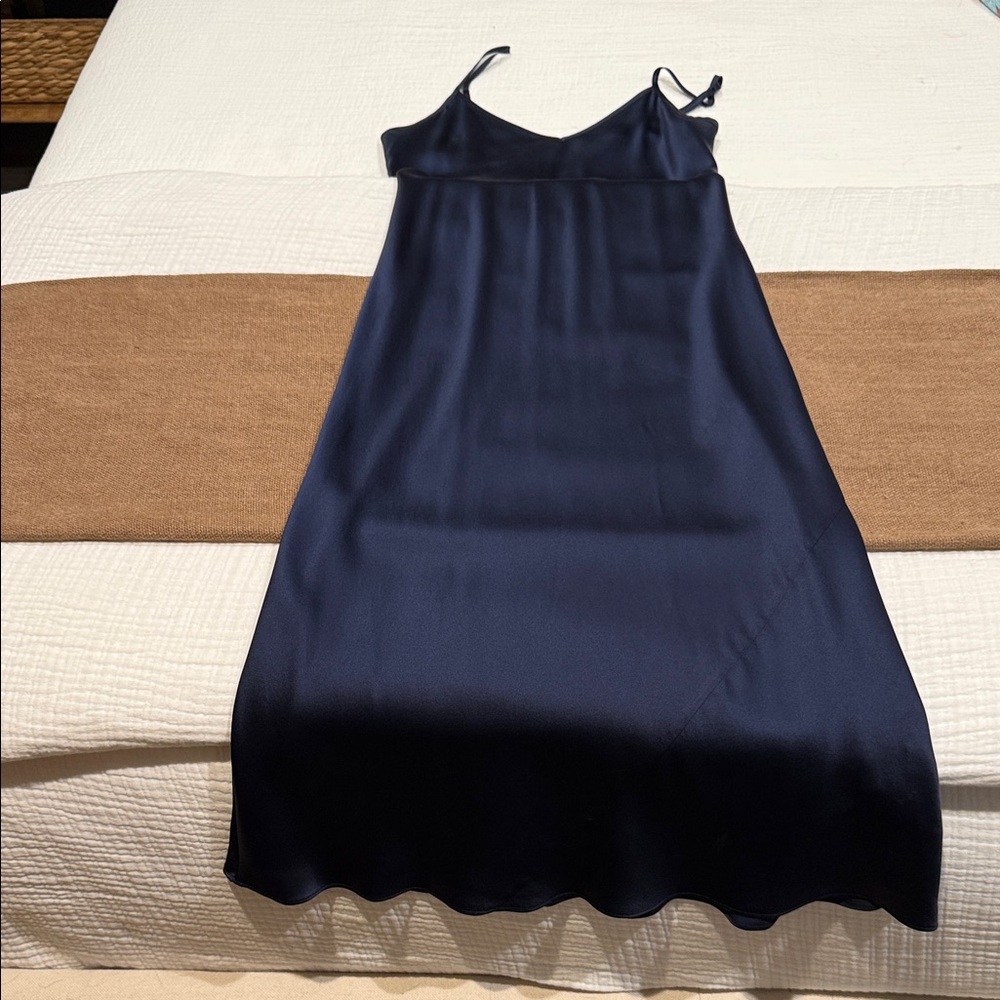 Quince Navy Silk Midi Slip Dress - Size S